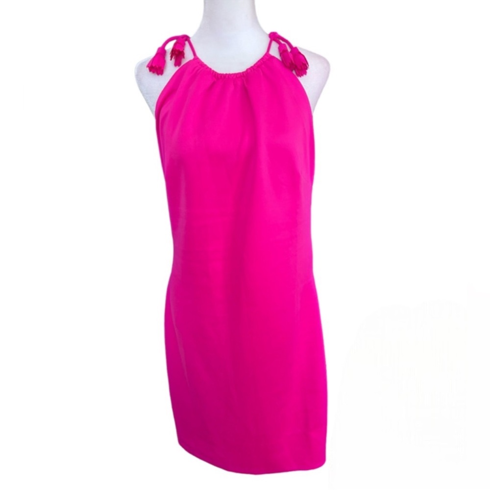 Gretchen Scott Tassel Tie Solid Pink Dress Size Large NWT